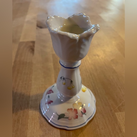 Villeroy & Boch Candlestick Riveria Collection 5” Pink Yellow Tulip Shaped White - Picture 6 of 16